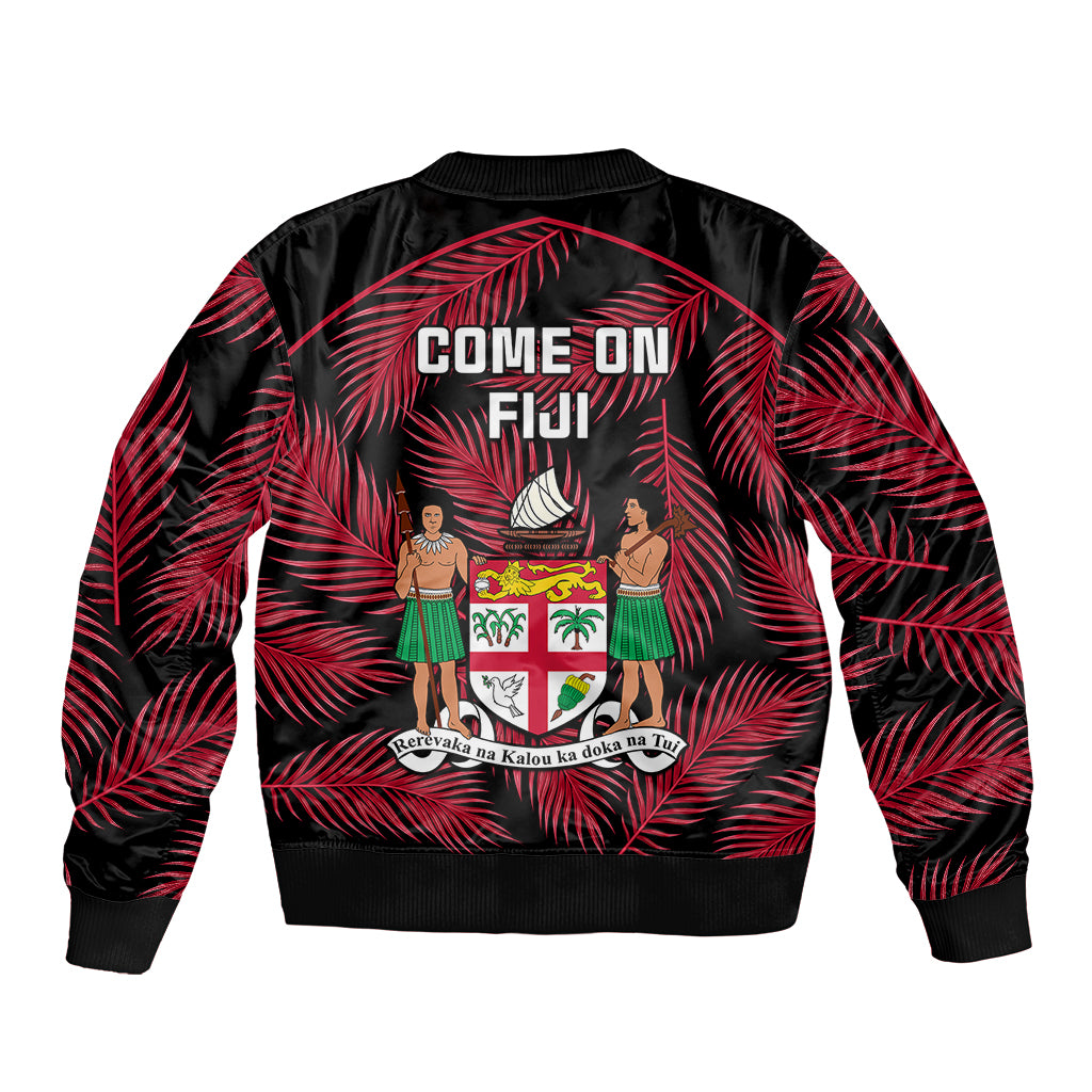 Fiji Rugby Bomber Jacket Flying Fijians Red Palm Tree Version LT01 - Polynesian Pride