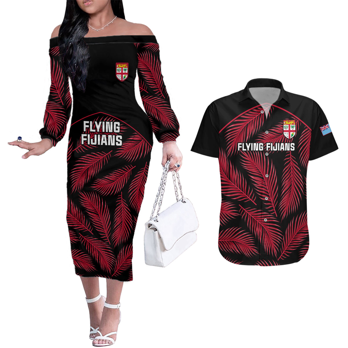 fiji-rugby-couples-matching-off-the-shoulder-long-sleeve-dress-and-hawaiian-shirt-flying-fijians-red-palm-tree-version