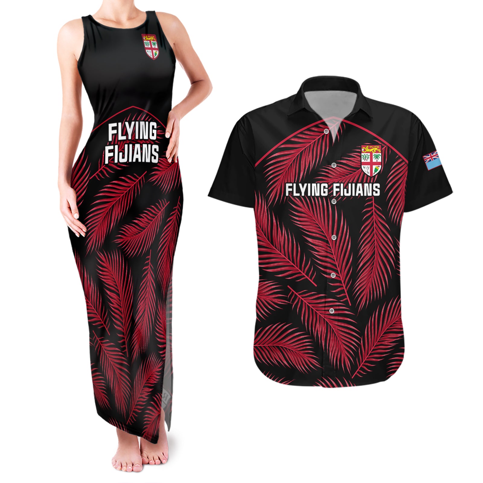 fiji-rugby-couples-matching-tank-maxi-dress-and-hawaiian-shirt-flying-fijians-red-palm-tree-version