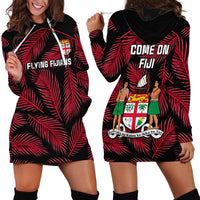 Fiji Rugby Hoodie Dress Flying Fijians Red Palm Tree Version LT01 - Polynesian Pride