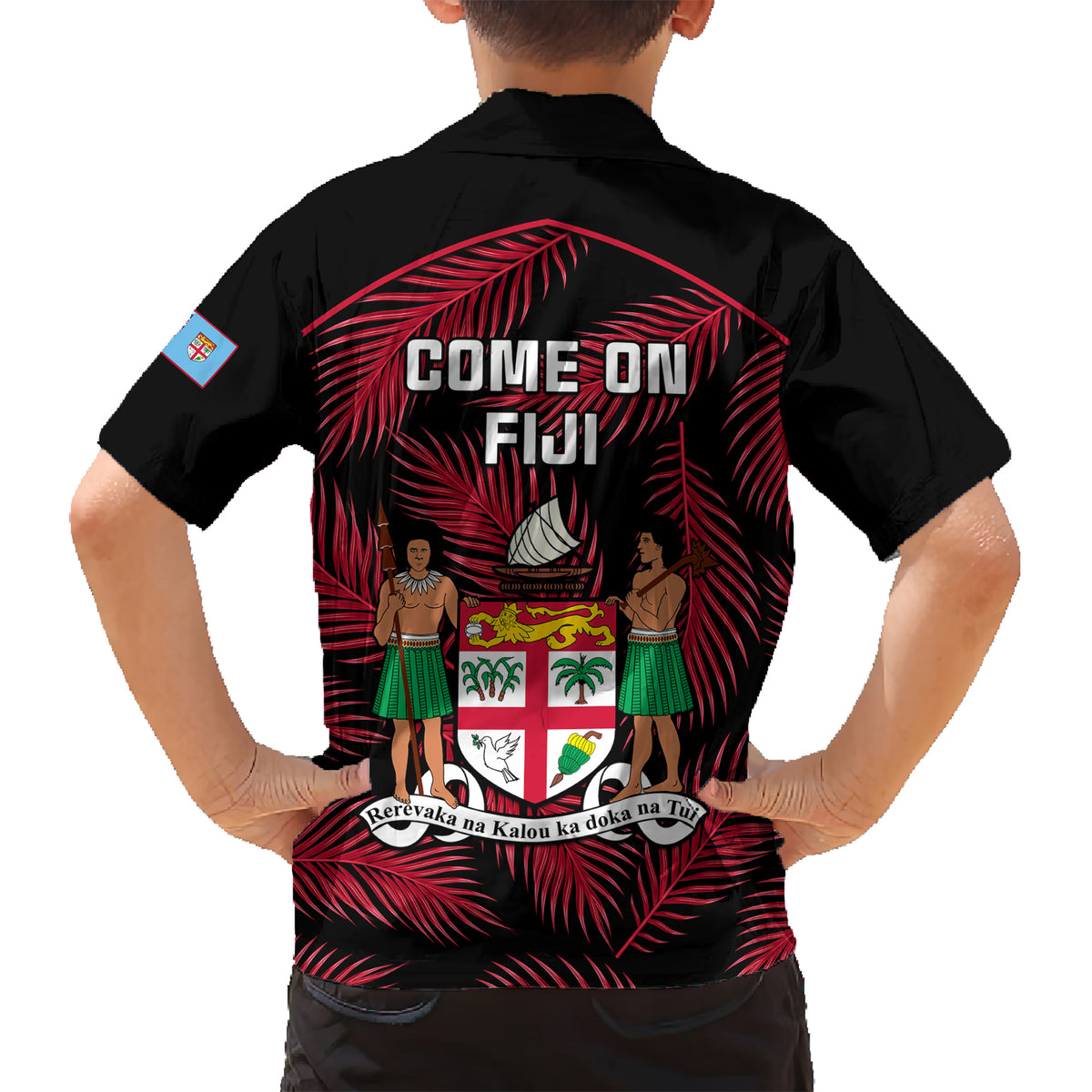Fiji Rugby Kid Hawaiian Shirt Flying Fijians Red Palm Tree Version LT01 - Polynesian Pride