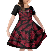 Fiji Rugby Kid Short Sleeve Dress Flying Fijians Red Palm Tree Version LT01 KID Black - Polynesian Pride
