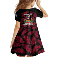 Fiji Rugby Kid Short Sleeve Dress Flying Fijians Red Palm Tree Version LT01 - Polynesian Pride