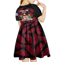 Fiji Rugby Kid Short Sleeve Dress Flying Fijians Red Palm Tree Version LT01 - Polynesian Pride