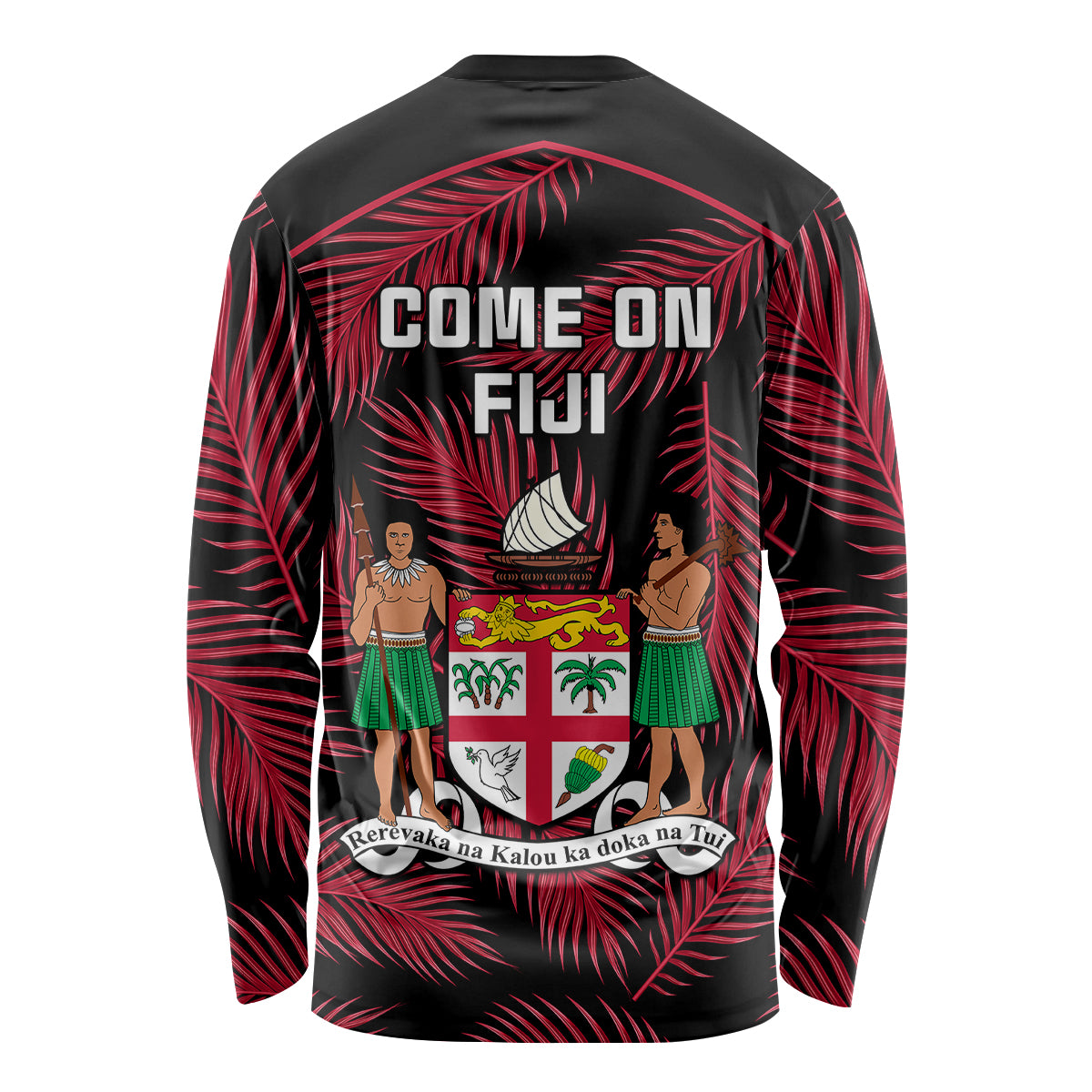 Fiji Rugby Long Sleeve Shirt Flying Fijians Red Palm Tree Version LT01 - Polynesian Pride
