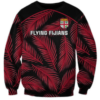 Fiji Rugby Sweatshirt Flying Fijians Red Palm Tree Version LT01 Unisex Black - Polynesian Pride