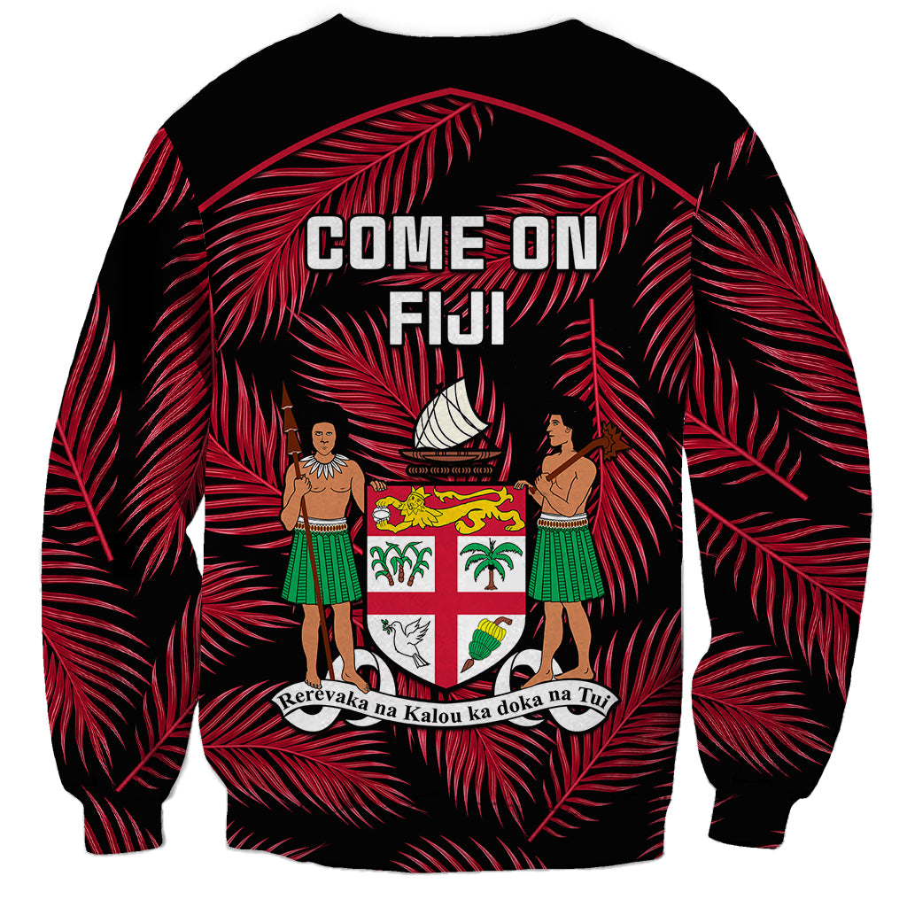 Fiji Rugby Sweatshirt Flying Fijians Red Palm Tree Version LT01 - Polynesian Pride