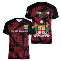 fiji-rugby-women-v-neck-t-shirt-flying-fijians-red-palm-tree-version