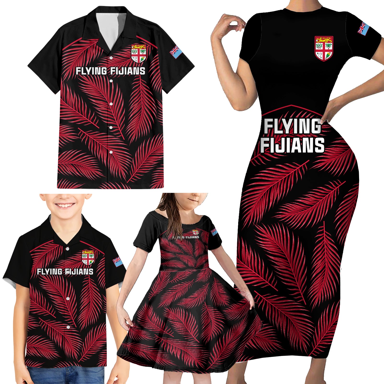 custom-fiji-rugby-family-matching-short-sleeve-bodycon-dress-and-hawaiian-shirt-flying-fijians-red-palm-tree-version