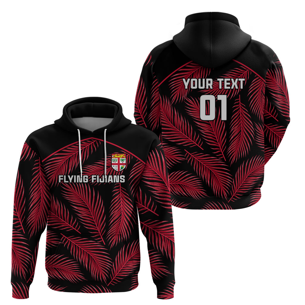 Custom Fiji Rugby Hoodie Flying Fijians Red Palm Tree Version LT01 - Polynesian Pride