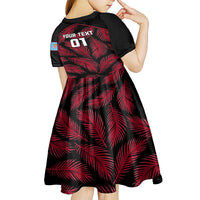 Custom Fiji Rugby Kid Short Sleeve Dress Flying Fijians Red Palm Tree Version LT01 - Polynesian Pride