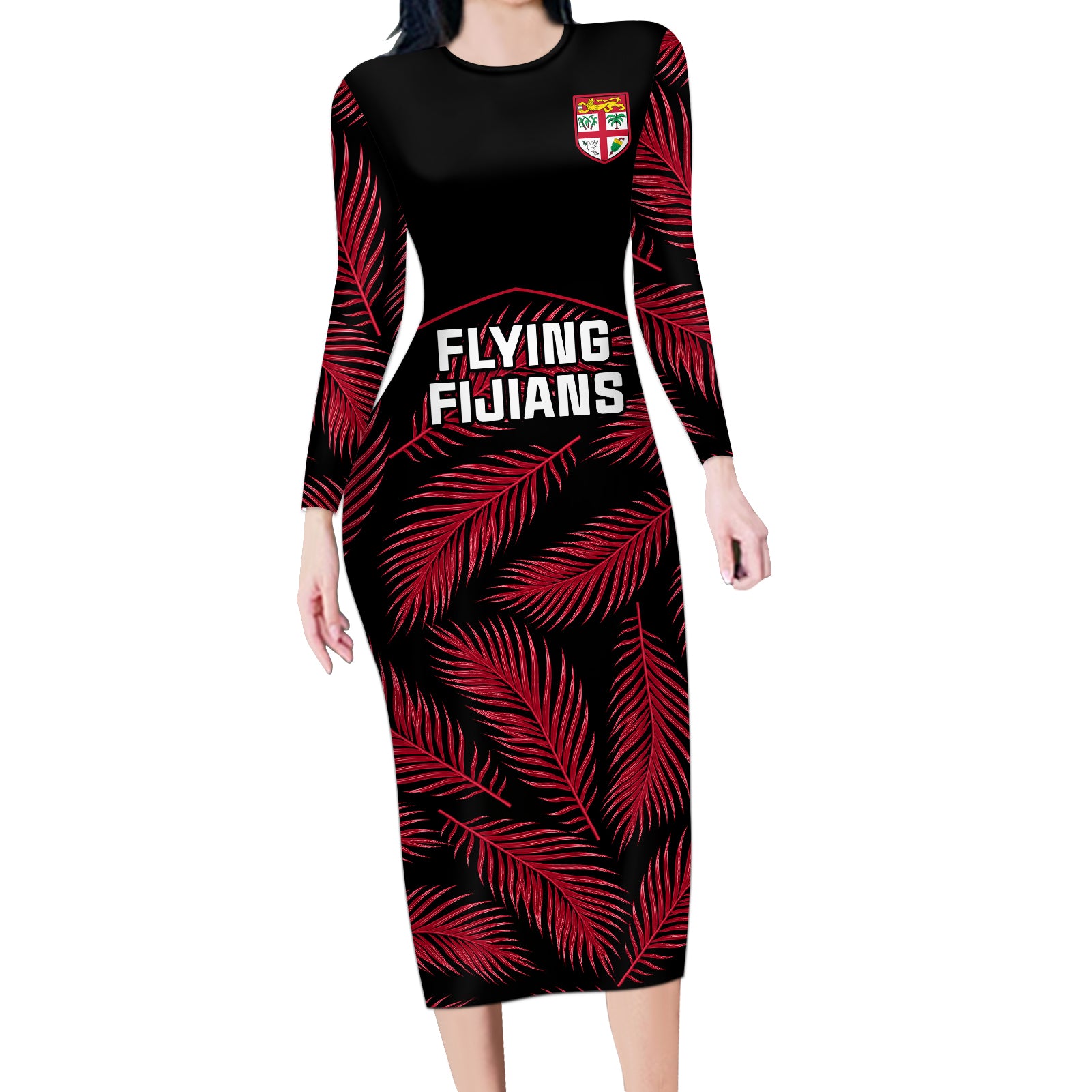 custom-fiji-rugby-long-sleeve-bodycon-dress-flying-fijians-red-palm-tree-version