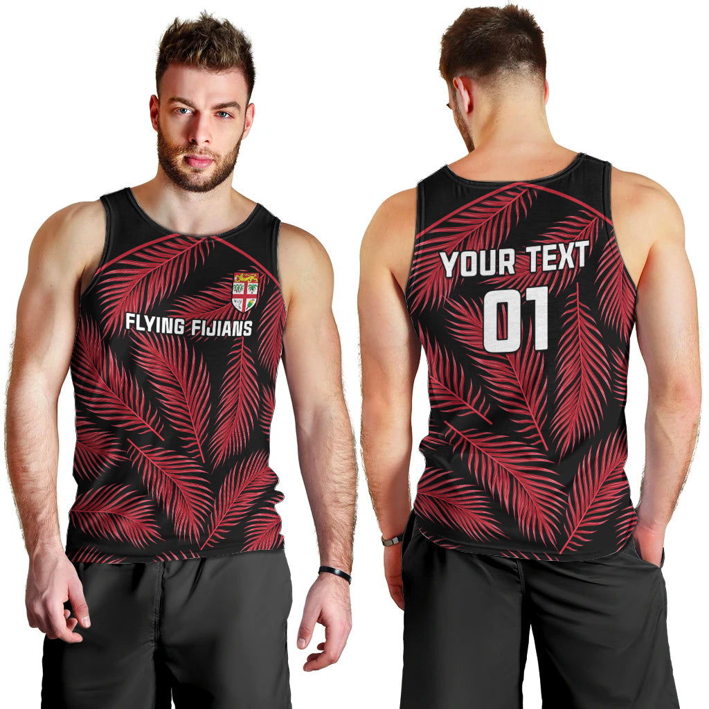Custom Fiji Rugby Men Tank Top Flying Fijians Red Palm Tree Version LT01 - Polynesian Pride