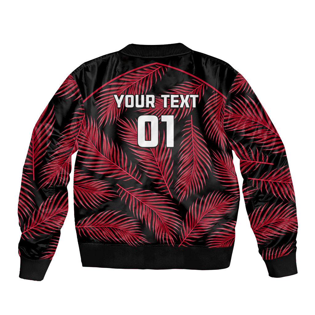 Custom Fiji Rugby Sleeve Zip Bomber Jacket Flying Fijians Red Palm Tree Version LT01 - Polynesian Pride