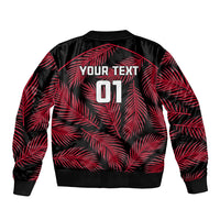 Custom Fiji Rugby Sleeve Zip Bomber Jacket Flying Fijians Red Palm Tree Version LT01 - Polynesian Pride