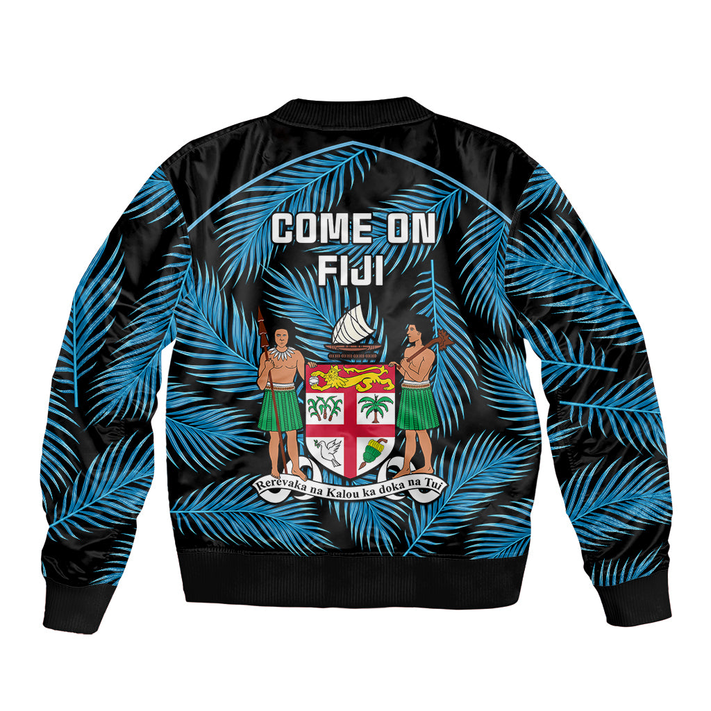 Fiji Rugby Bomber Jacket Flying Fijians Blue Palm Tree Version LT01 - Polynesian Pride