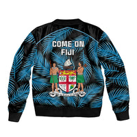 Fiji Rugby Bomber Jacket Flying Fijians Blue Palm Tree Version LT01 - Polynesian Pride