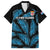 Fiji Rugby Family Matching Puletasi Dress and Hawaiian Shirt Flying Fijians Blue Palm Tree Version LT01 Dad's Shirt - Short Sleeve Black - Polynesian Pride