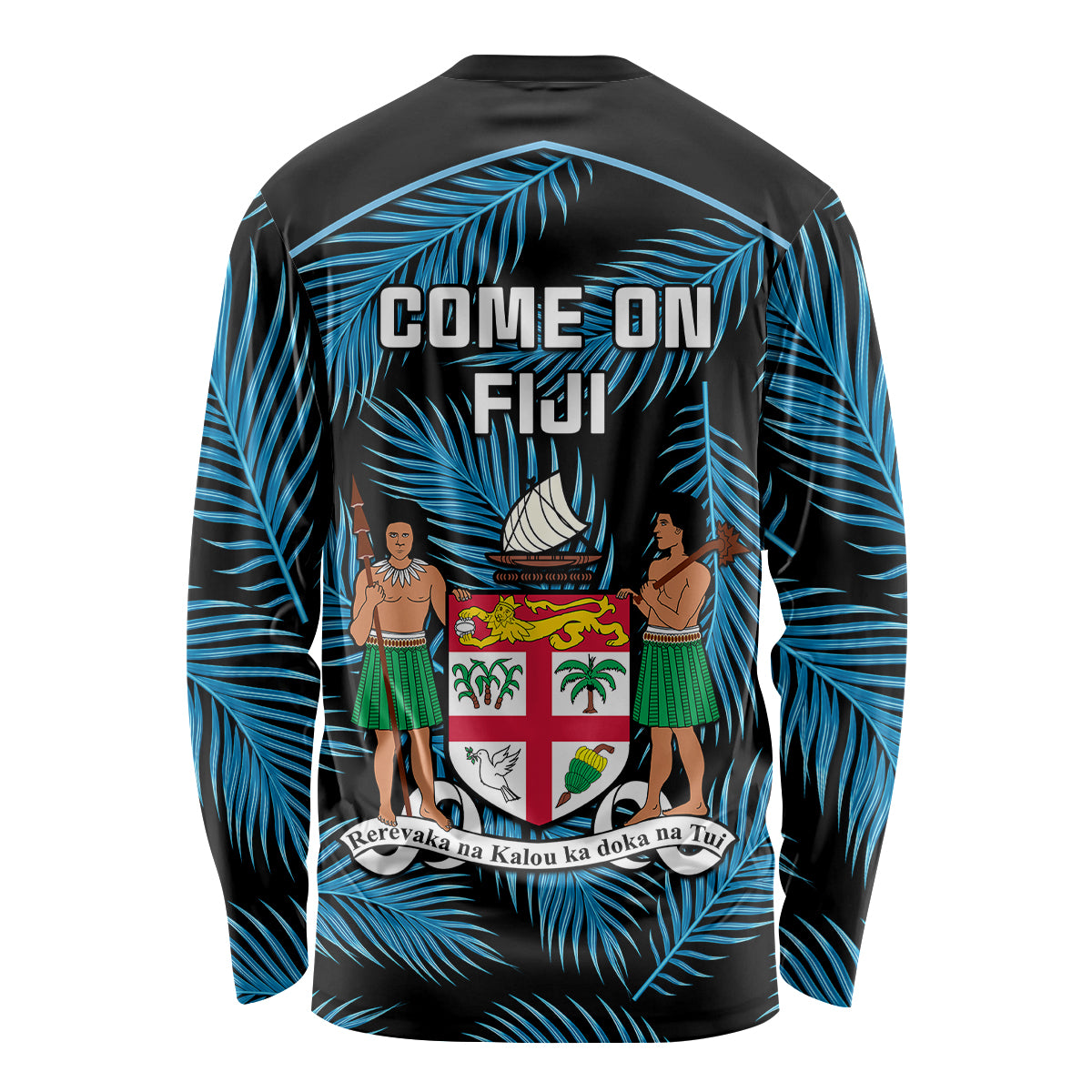 Fiji Rugby Long Sleeve Shirt Flying Fijians Blue Palm Tree Version LT01 - Polynesian Pride