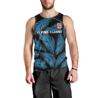 Fiji Rugby Men Tank Top Flying Fijians Blue Palm Tree Version LT01 - Polynesian Pride