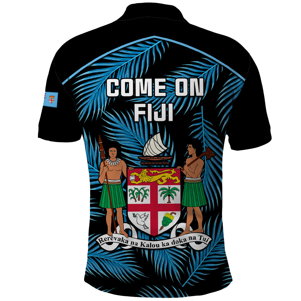 Fiji Rugby Polo Shirt Flying Fijians Blue Palm Tree Version LT01 - Polynesian Pride