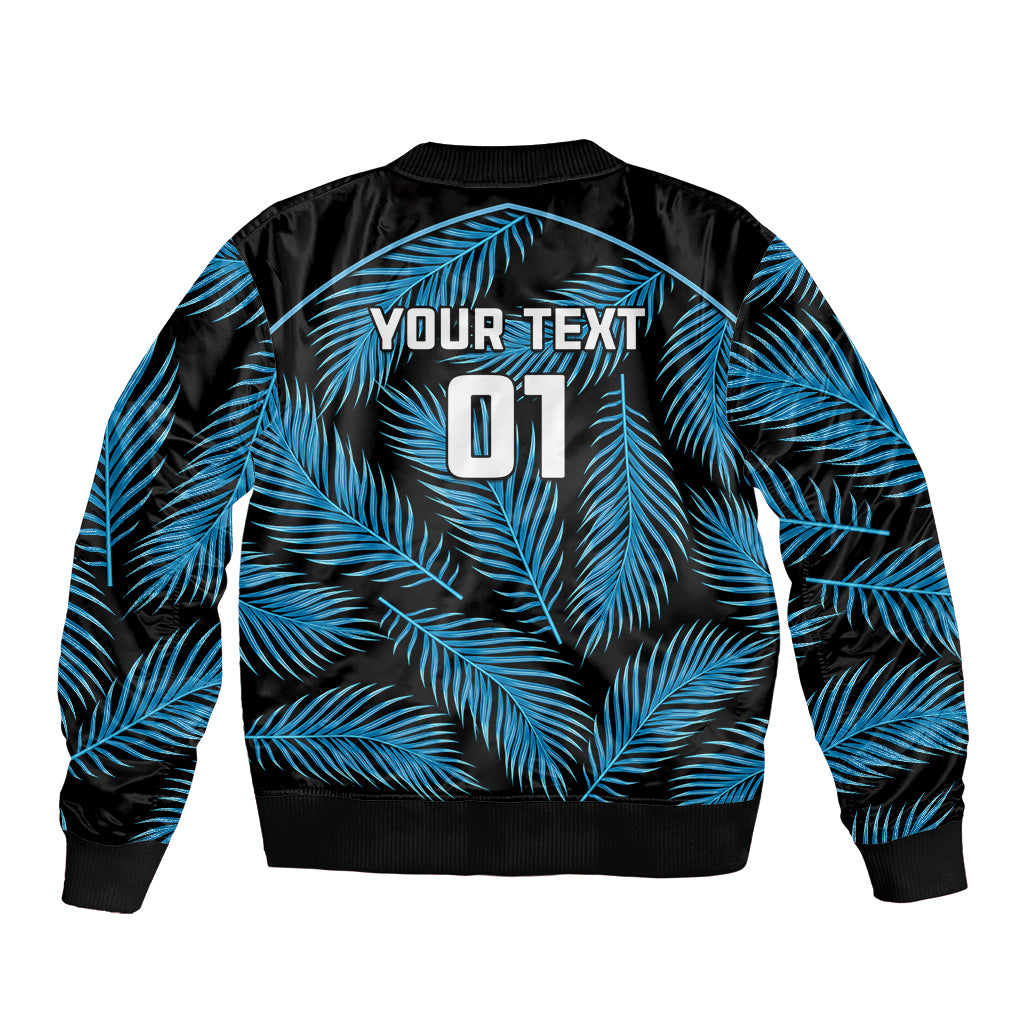Custom Fiji Rugby Bomber Jacket Flying Fijians Blue Palm Tree Version LT01 - Polynesian Pride