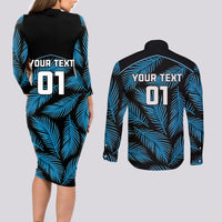 custom-fiji-rugby-couples-matching-long-sleeve-bodycon-dress-and-long-sleeve-button-shirts-flying-fijians-blue-palm-tree-version
