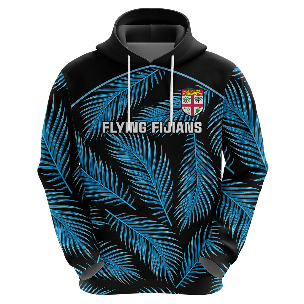 Custom Fiji Rugby Hoodie Flying Fijians Blue Palm Tree Version LT01 - Polynesian Pride