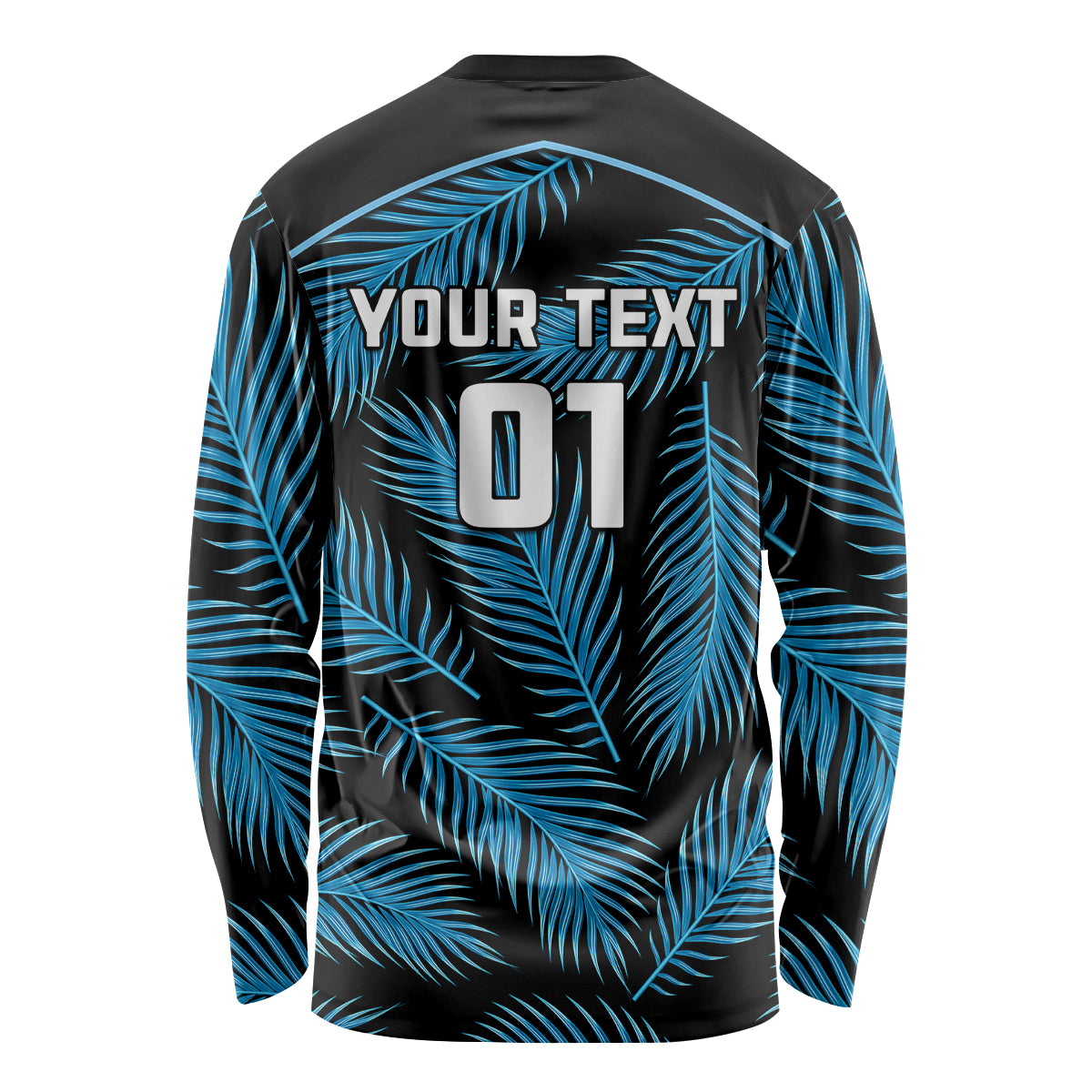 Custom Fiji Rugby Long Sleeve Shirt Flying Fijians Blue Palm Tree Version LT01 - Polynesian Pride
