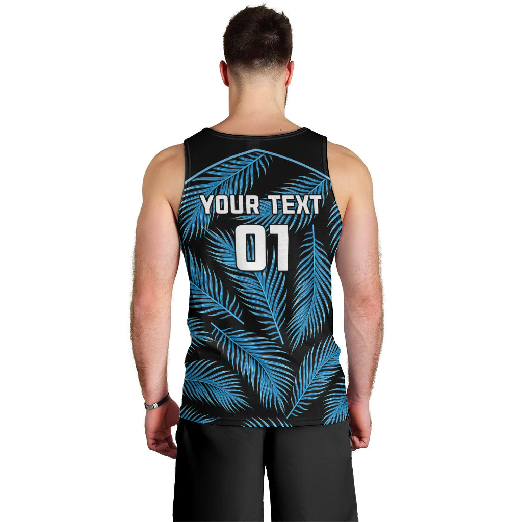 Custom Fiji Rugby Men Tank Top Flying Fijians Blue Palm Tree Version LT01 - Polynesian Pride