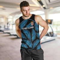 Custom Fiji Rugby Men Tank Top Flying Fijians Blue Palm Tree Version LT01 - Polynesian Pride