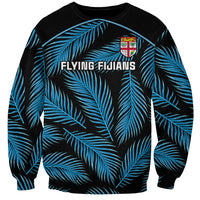 Custom Fiji Rugby Sweatshirt Flying Fijians Blue Palm Tree Version LT01 Unisex Black - Polynesian Pride