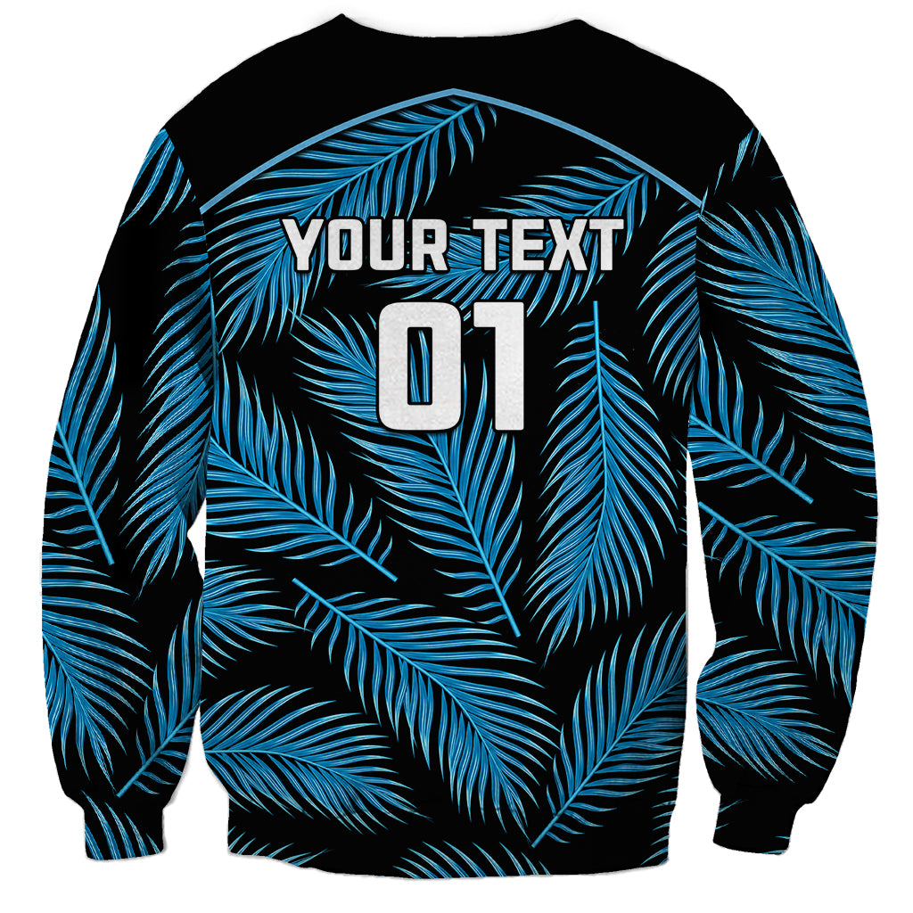 Custom Fiji Rugby Sweatshirt Flying Fijians Blue Palm Tree Version LT01 - Polynesian Pride