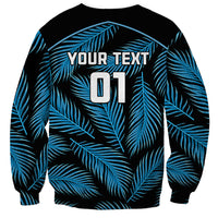 Custom Fiji Rugby Sweatshirt Flying Fijians Blue Palm Tree Version LT01 - Polynesian Pride