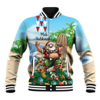 Hawaii Christmas Santa Claus Baseball Jacket Mele Kalikimaka Tropical Beach LT01 Unisex Art - Polynesian Pride