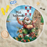 Hawaii Christmas Santa Claus Beach Blanket Mele Kalikimaka Tropical Beach LT01 One Size 150cm Art - Polynesian Pride