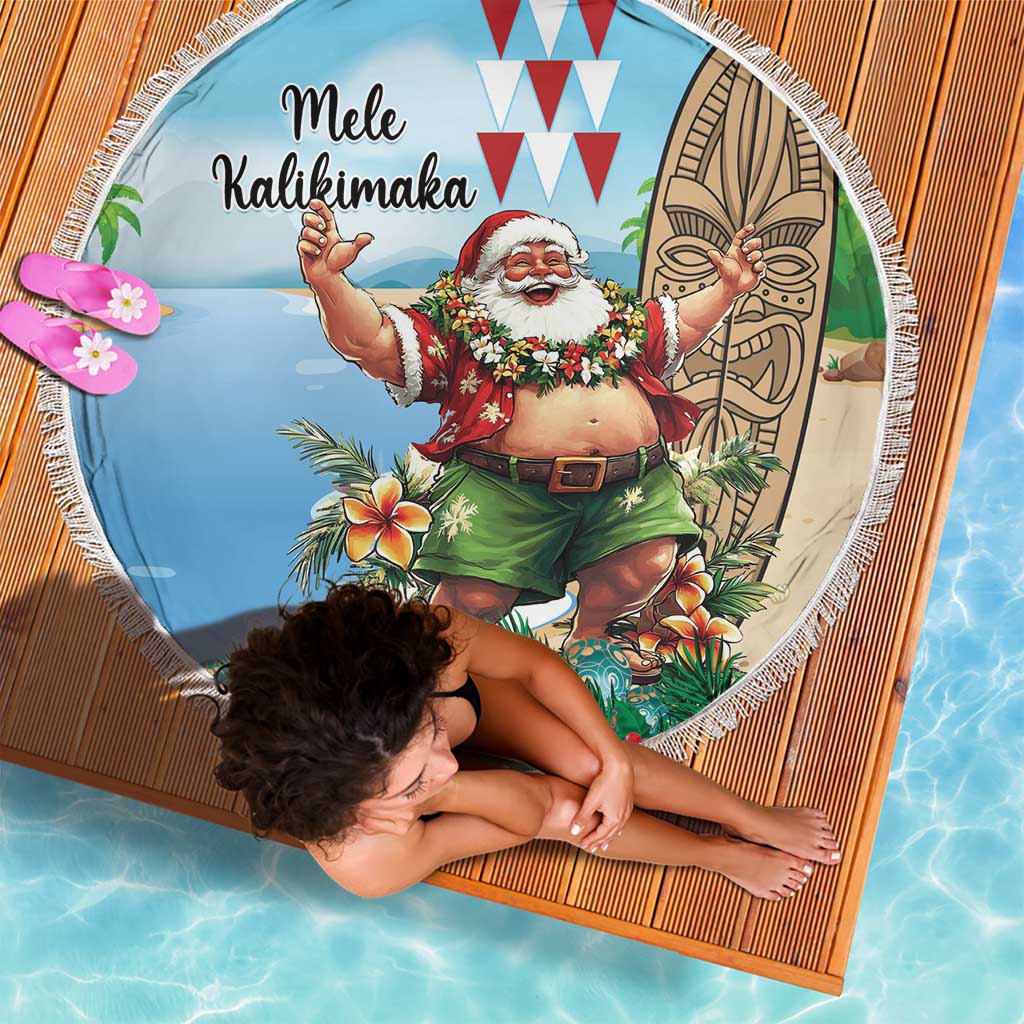 Hawaii Christmas Santa Claus Beach Blanket Mele Kalikimaka Tropical Beach LT01 - Polynesian Pride