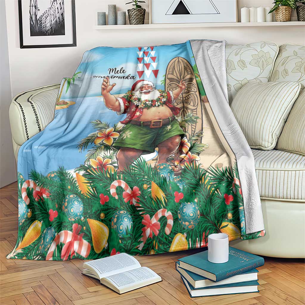 Hawaii Christmas Santa Claus Blanket Mele Kalikimaka Tropical Beach LT01 Art - Polynesian Pride