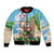 Hawaii Christmas Santa Claus Bomber Jacket Mele Kalikimaka Tropical Beach