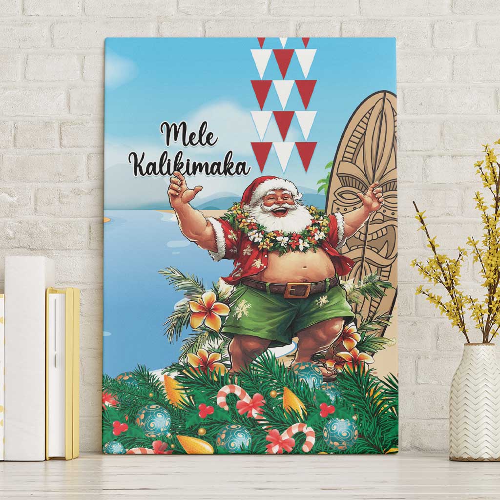 Hawaii Christmas Santa Claus Canvas Wall Art Mele Kalikimaka Tropical Beach LT01 Without Frame Art - Polynesian Pride