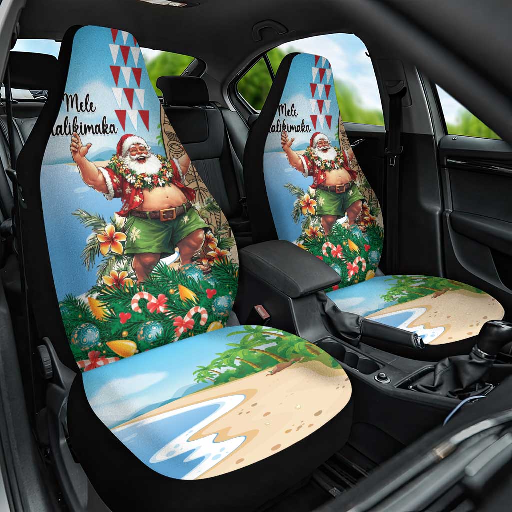 Hawaii Christmas Santa Claus Car Seat Cover Mele Kalikimaka Tropical Beach