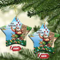 Hawaii Christmas Santa Claus Ceramic Ornament Mele Kalikimaka Tropical Beach