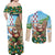 Hawaii Christmas Santa Claus Couples Matching Off Shoulder Maxi Dress and Long Sleeve Button Shirt Mele Kalikimaka Tropical Beach