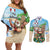 Hawaii Christmas Santa Claus Couples Matching Off Shoulder Short Dress and Long Sleeve Button Shirt Mele Kalikimaka Tropical Beach