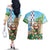 Hawaii Christmas Santa Claus Couples Matching Off The Shoulder Long Sleeve Dress and Hawaiian Shirt Mele Kalikimaka Tropical Beach