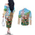 Hawaii Christmas Santa Claus Couples Matching Off The Shoulder Long Sleeve Dress and Long Sleeve Button Shirt Mele Kalikimaka Tropical Beach