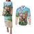 Hawaii Christmas Santa Claus Couples Matching Puletasi and Long Sleeve Button Shirt Mele Kalikimaka Tropical Beach