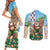 Hawaii Christmas Santa Claus Couples Matching Short Sleeve Bodycon Dress and Long Sleeve Button Shirt Mele Kalikimaka Tropical Beach