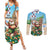 Hawaii Christmas Santa Claus Couples Matching Summer Maxi Dress and Long Sleeve Button Shirt Mele Kalikimaka Tropical Beach