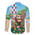 Hawaii Christmas Santa Claus Family Matching Off The Shoulder Long Sleeve Dress and Hawaiian Shirt Mele Kalikimaka Tropical Beach